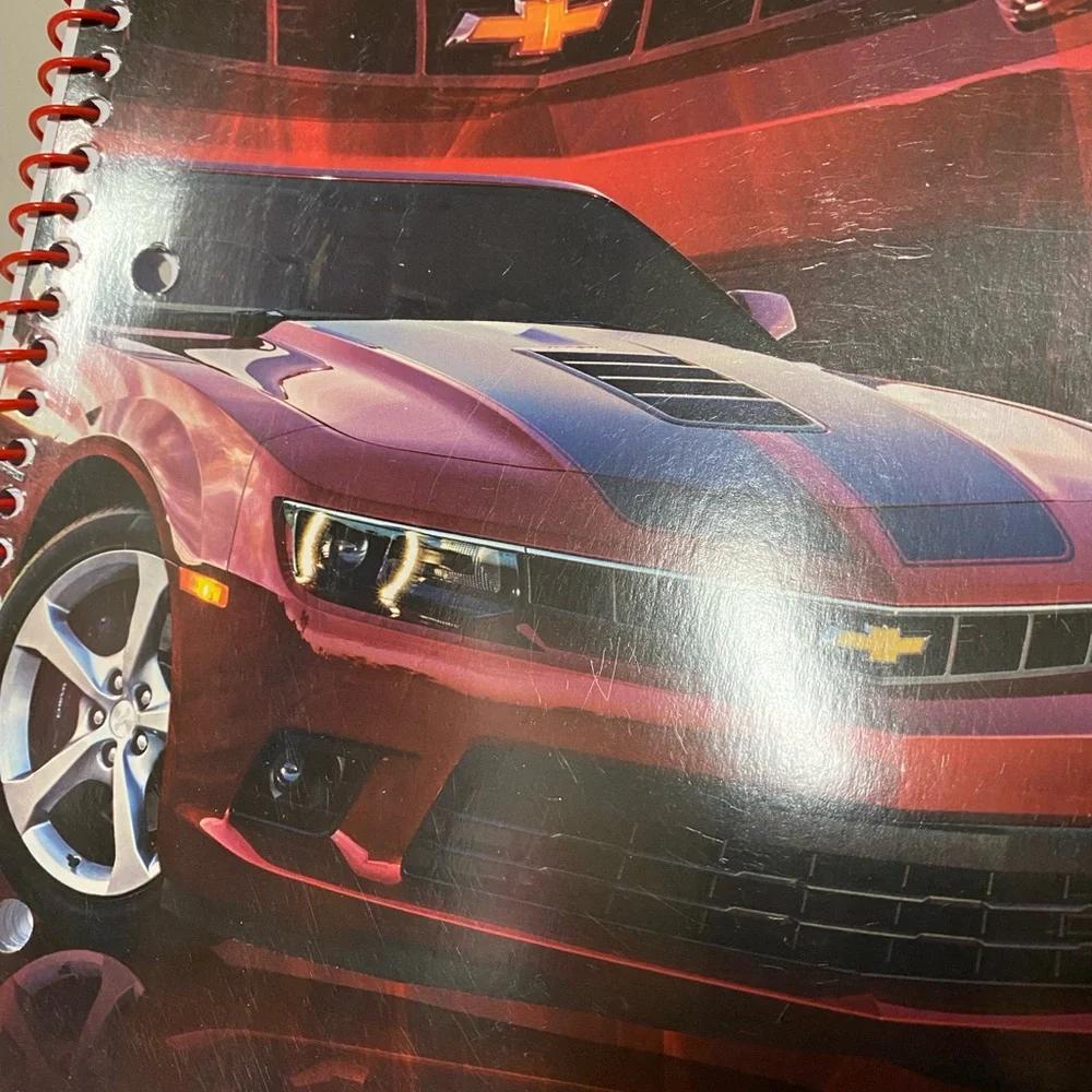 Camaro Notebook Bundle of 4 Red & Blue Spiral General Motors School Supplies GM